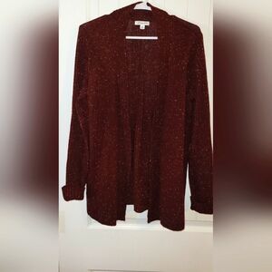 Croft & Barrel Burgandy Speckled Sweater Cardigan Oversized Small